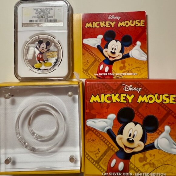 2014 NIUE S$2 Disney Mickey Mouse Colorized NGC PF 70 UCAM original package - Picture 1 of 7